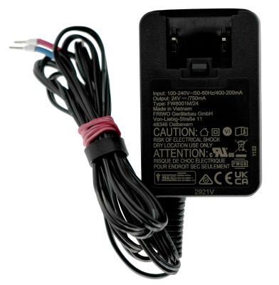 Plug-in power supply 24V 0.75A without primary adapter for Testomat® LIMIT, our item number 30997, front view